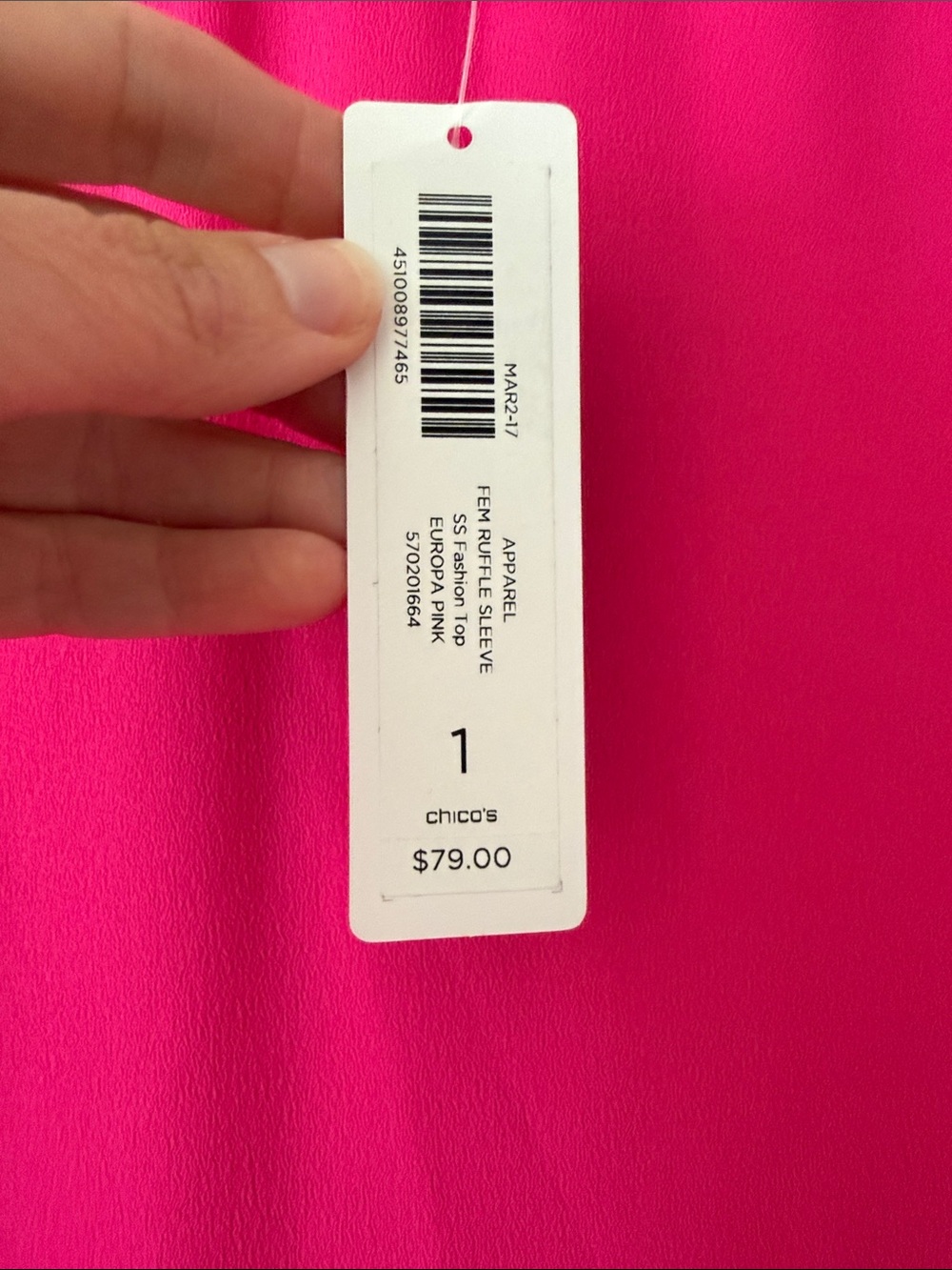 Chico's Hot Pink Ruffle Sleeve Blouse - Picture 3 of 9